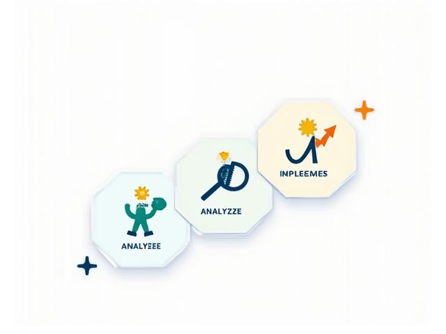 En grafisk fremstilling av en enkel, trinnvis implementeringsprosess for AI-verktøy.