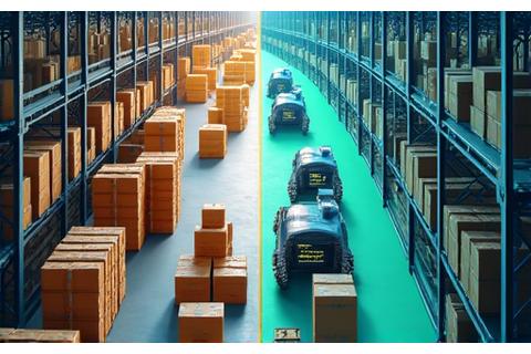 Før og etter diagrammer som viser forbedret logistikk arbeidsflyt