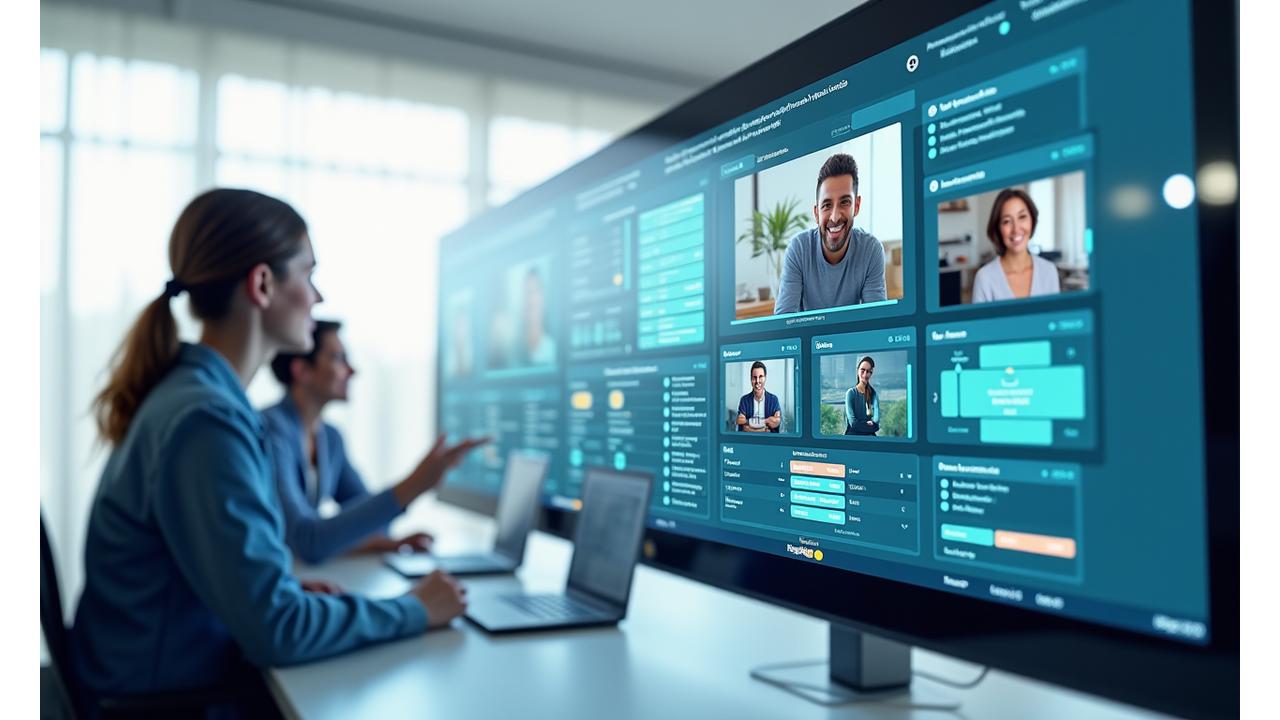 En enhetlig dashboard som viser integrerte produktivitetsverktøy med teammedlemmer som samarbeider sømløst