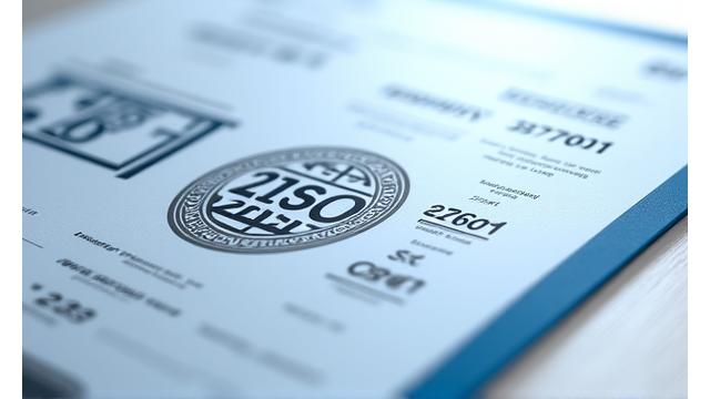 Detaljert bilde av ISO 27001 sertifikat med lupesymbol