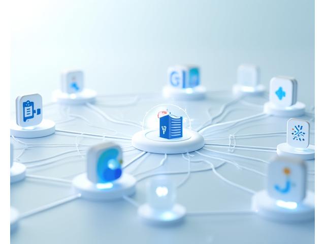 Skjermbilde av en integrasjonshub som viser tilkoblinger til populære produktivitetsverktøy som Outlook, Google Calendar og Slack.