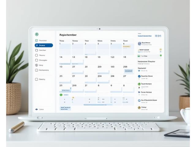Skjermbilde av Optimal Kores planleggingsapp med kalender og oppgaver i et rent brukergrensesnitt.